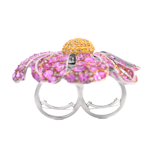 Daisy Flower Rosecut Ring with Pink Sapphires by Ashna Mehta