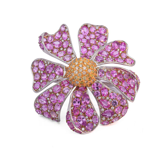 Daisy Flower Rosecut Ring with Pink Sapphires by Ashna Mehta