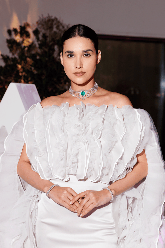 Columbain Emerald Diamond Choker by Ashna Mehta