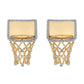 Basketball Hoop Earrings – Diamond Border Backboard – Yellow Gold