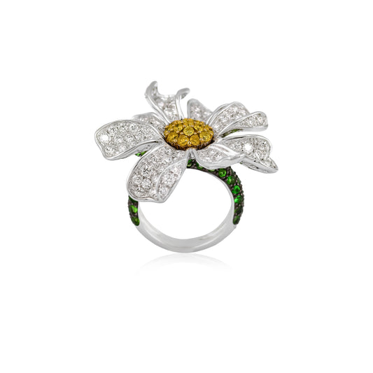 Daisy Diamond Flower Ring by Ashna Mehta