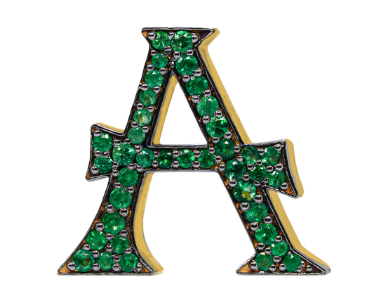 Alphabet Customized Bag Bijoux with Natural Emeralds