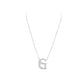 Silver necklace with a letter 'G' pendant on a white background