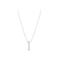 Silver necklace with a 'I' pendant on a white background