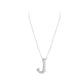 Silver necklace with a 'J' pendant on a white background