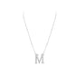 Necklace with a 'M' pendant on a white background