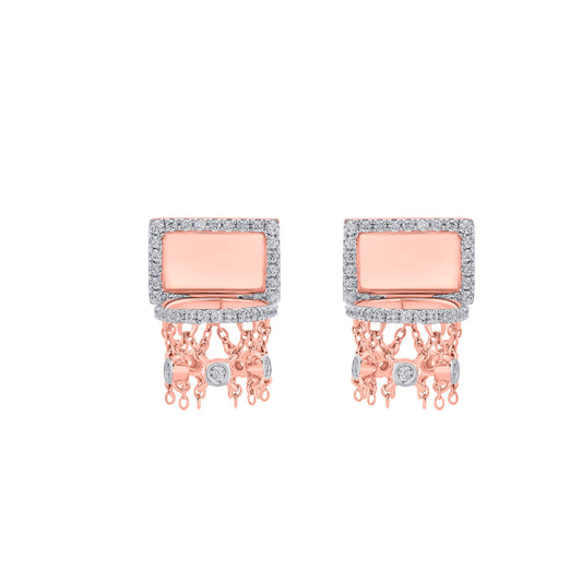Basketball Mini Hoop Earrings – Border Diamond Backboard – Rose Gold