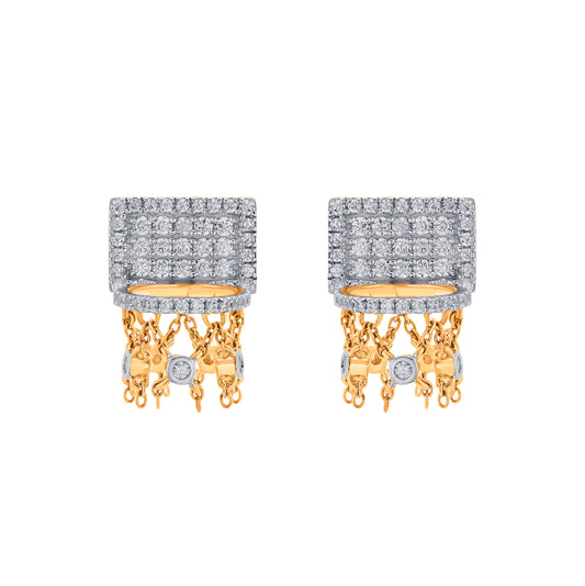 Basketball Mini Hoop Earrings – Full Diamond Backboard – Yellow Gold