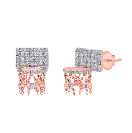 Basketball Mini Hoop Earrings – Full Diamond Backboard – Rose Gold